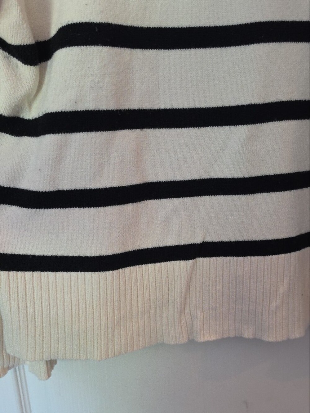 Cream and Black Striped Crewneck Sweater - Picture 4 of 7